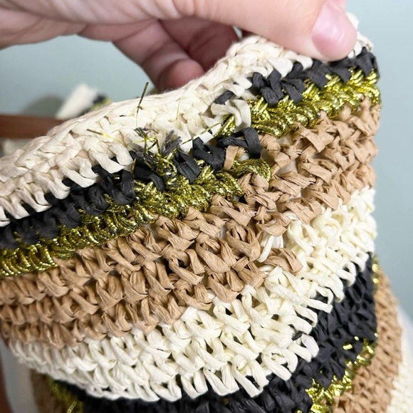 INC International Concepts Crochet Striped Shoulder Tote Bag Tropical Beach - Picture 12 of 12